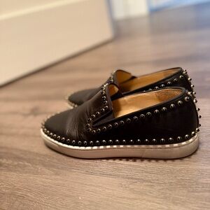 Christian Louboutin Black Studded Slip-On Loafers